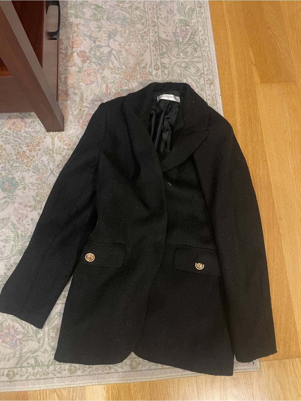 Elegant Black Women's Blazer with Gold Buttons
